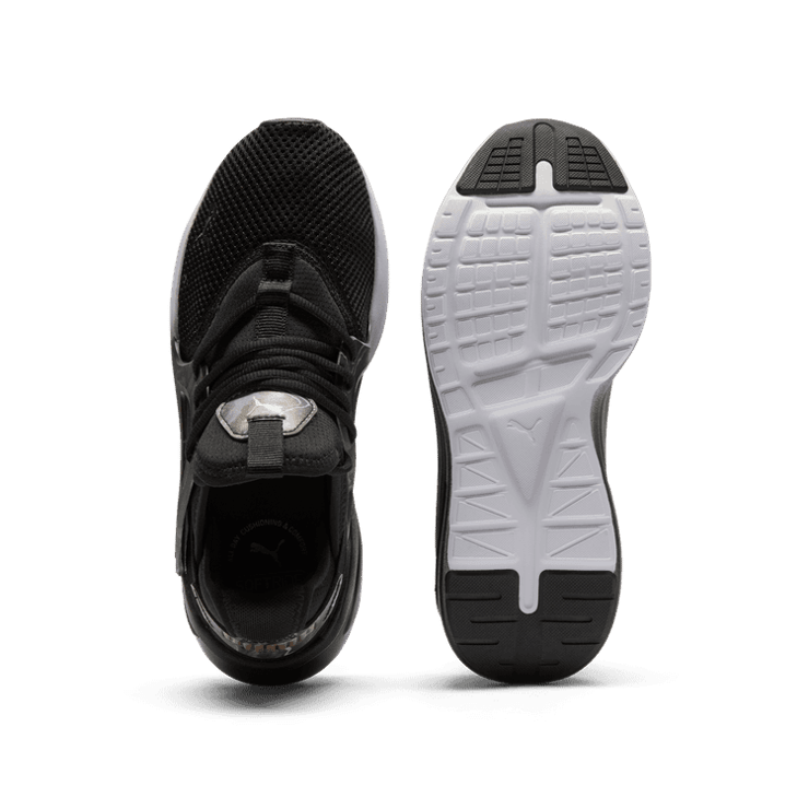 PUMA Softride Enzo Evo Geode Glow Wide Sneakers in Black/Gold Angle 0