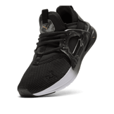 PUMA Softride Enzo Evo Geode Glow Wide Sneakers in Black/Gold Angle 2