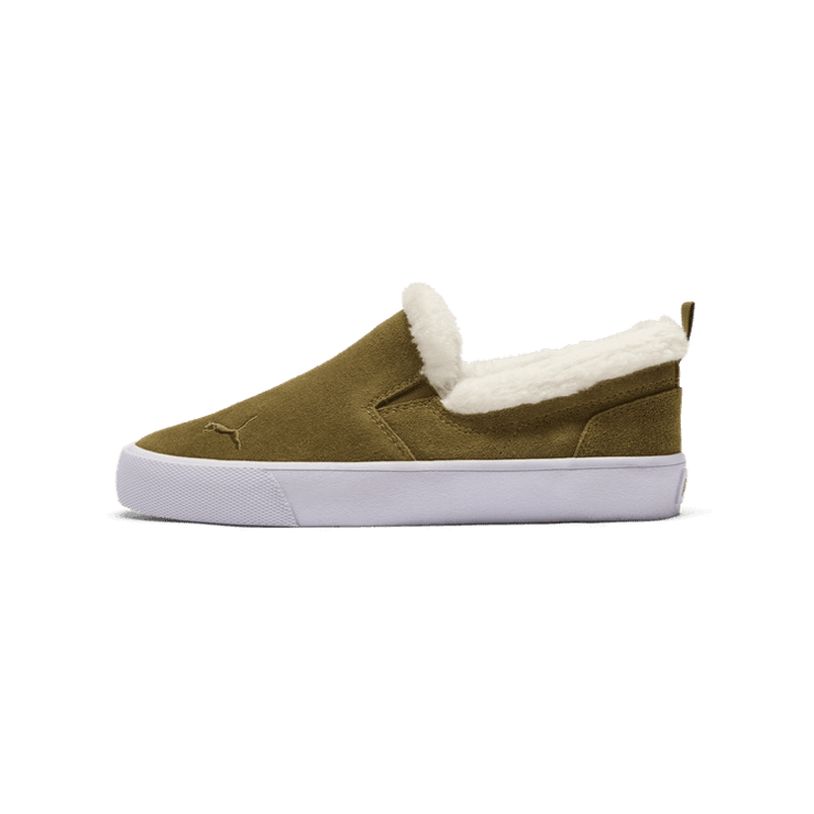 PUMA Bari Comfort Sherpa Slip-On in Wild Willow/White Angle 1