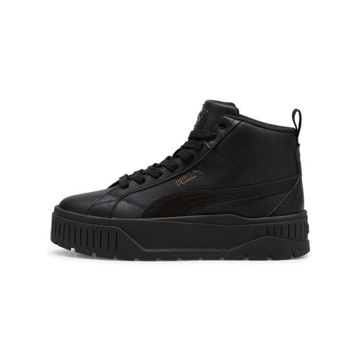 PUMA Karmen II Mid Sneakers in Black/Gold Angle 1