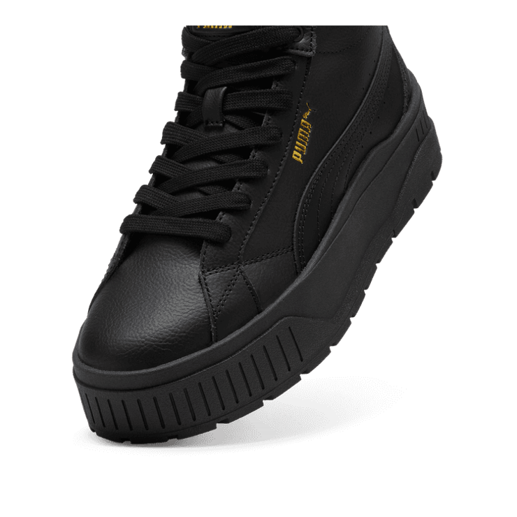 PUMA Karmen II Mid Sneakers in Black/Gold Angle 2