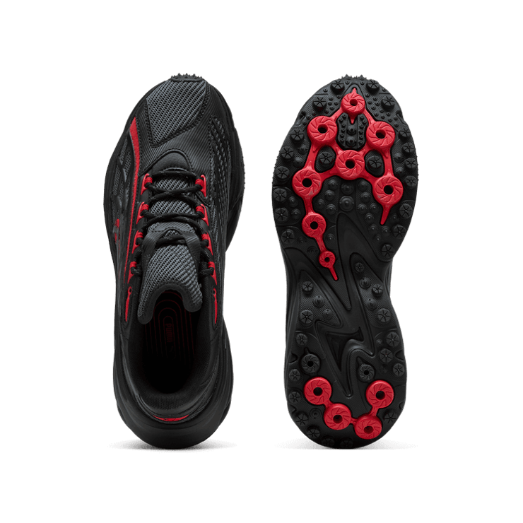 PUMA Spirex Ultra Mentality Sneakers in Shadow Grey/Black/Red Angle 0