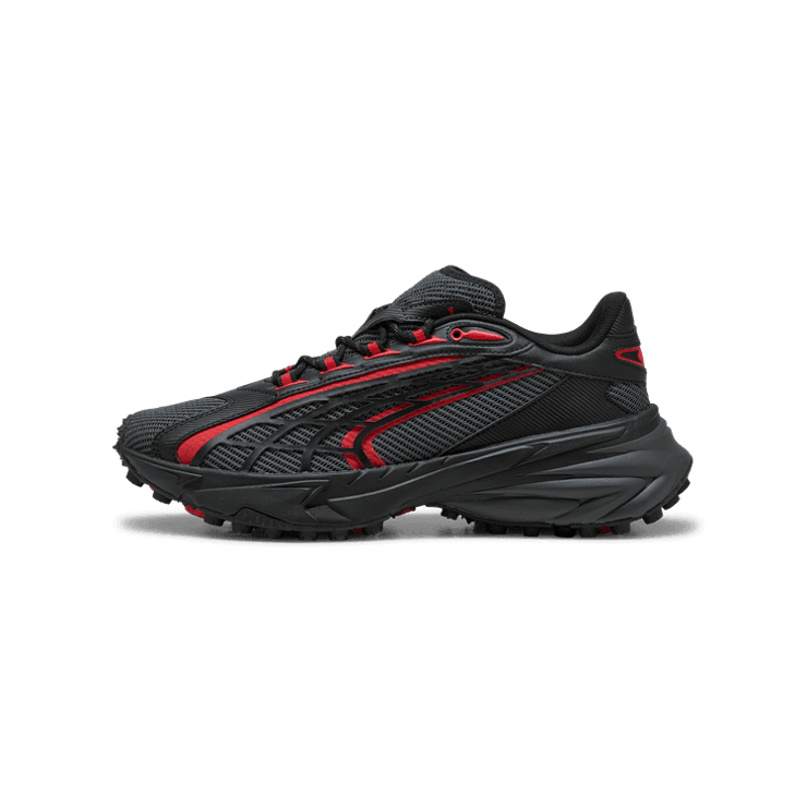 PUMA Spirex Ultra Mentality Sneakers in Shadow Grey/Black/Red Angle 1