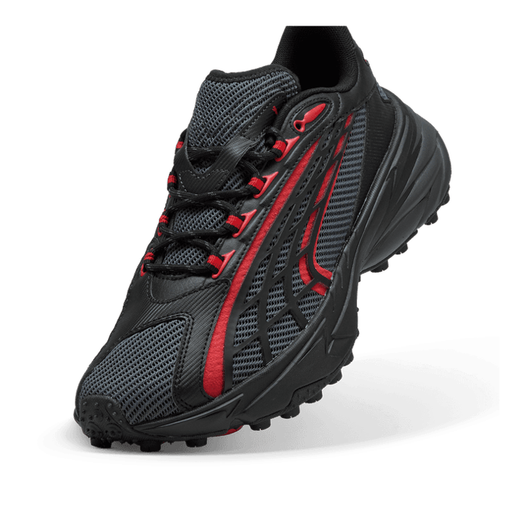 PUMA Spirex Ultra Mentality Sneakers in Shadow Grey/Black/Red Angle 2