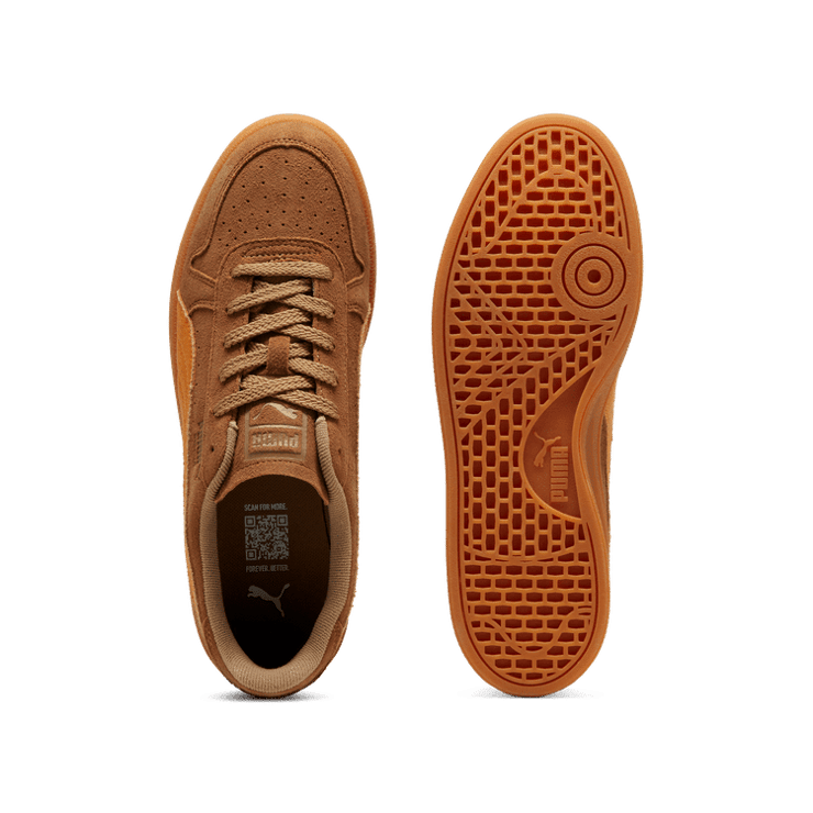 PUMA Indoor R-Suede Sneakers in Chocolate Chip/Sport Yellow Angle 0