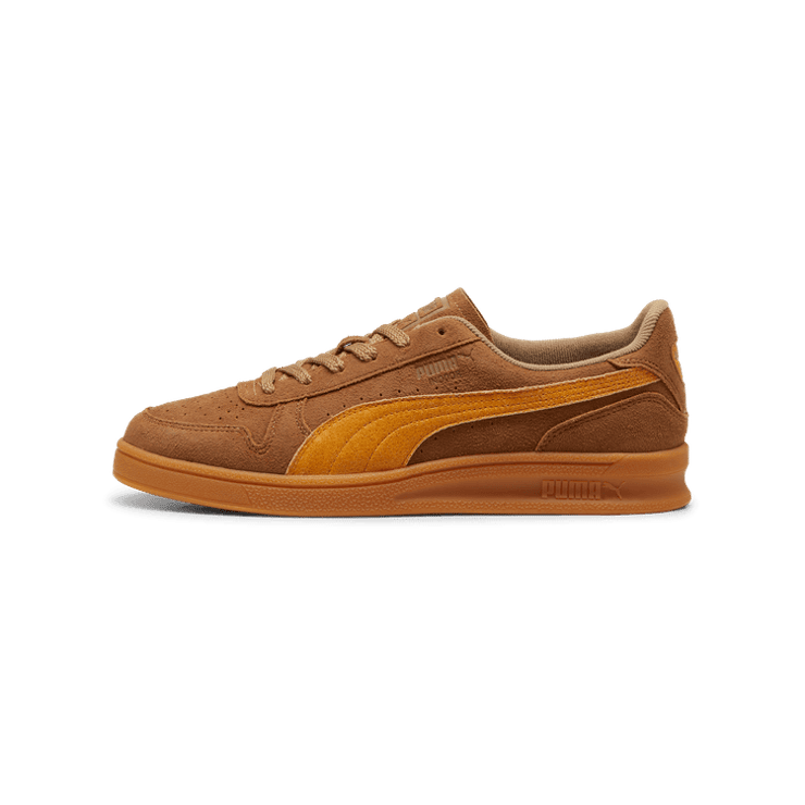 PUMA Indoor R-Suede Sneakers in Chocolate Chip/Sport Yellow Angle 1