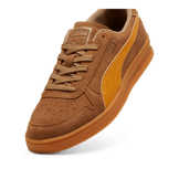 PUMA Indoor R-Suede Sneakers in Chocolate Chip/Sport Yellow Angle 2