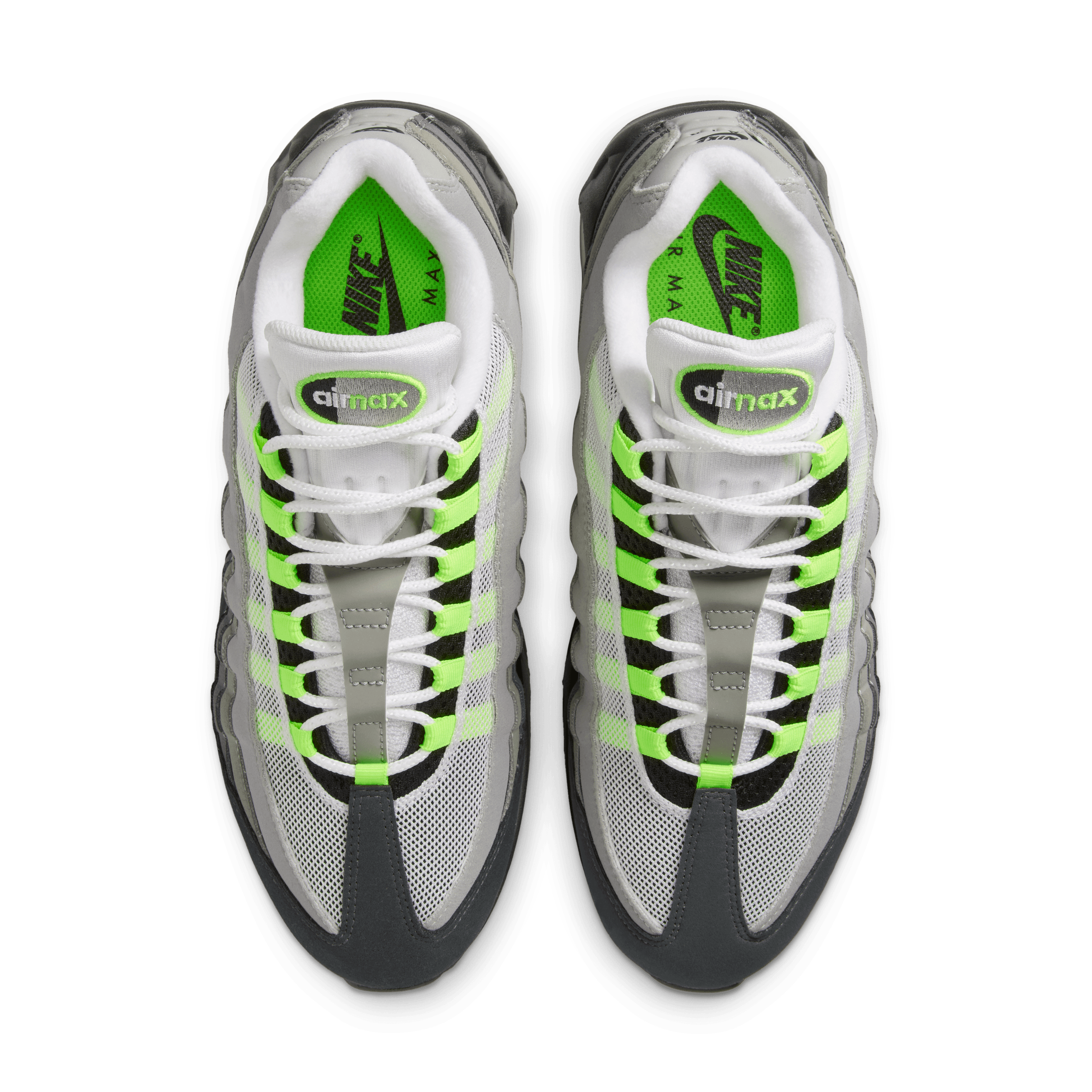 white and neon green air max