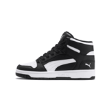 PUMA Rebound LayUp Mid Sneakers Big in Black/White (GS) Angle 1