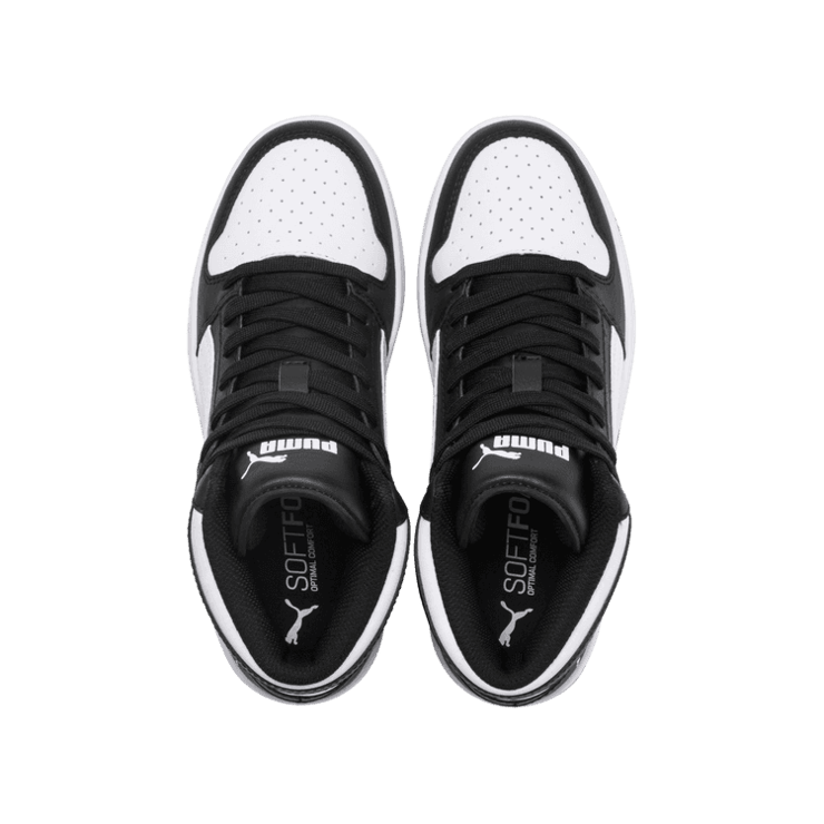 PUMA Rebound LayUp Mid Sneakers Big in Black/White (GS) Angle 2