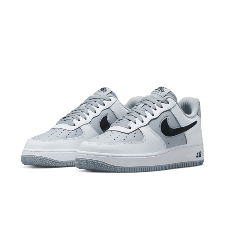 Nike Air Force 1 Low Cut-Out White Grey Black Swoosh Angle 2