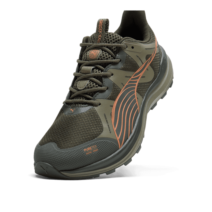 PUMA Reflect Lite Trail PTX in Dark Olive/Olive/Maple Syrup Angle 2
