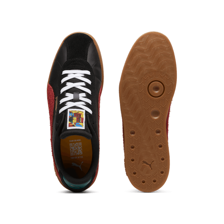 PUMA Club II Year Of Sports Sneakers in Black/Intense Red/Gum Angle 0