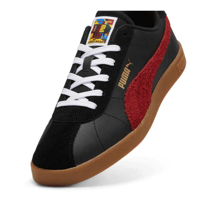 PUMA Club II Year Of Sports Sneakers in Black/Intense Red/Gum Angle 2