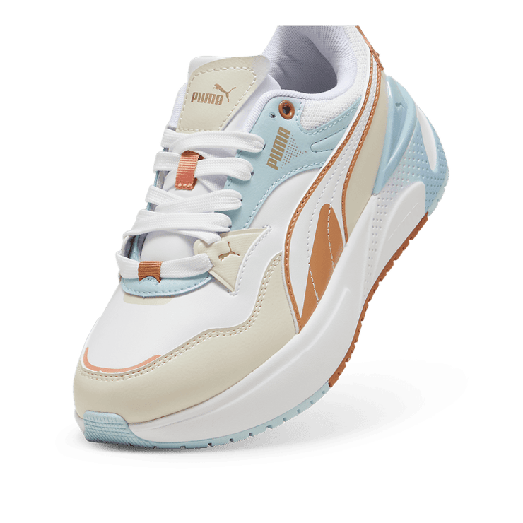 PUMA R78 Disrupt Sneakers in Alpine Snow/Caramel Latte/Frosted Dew Angle 2