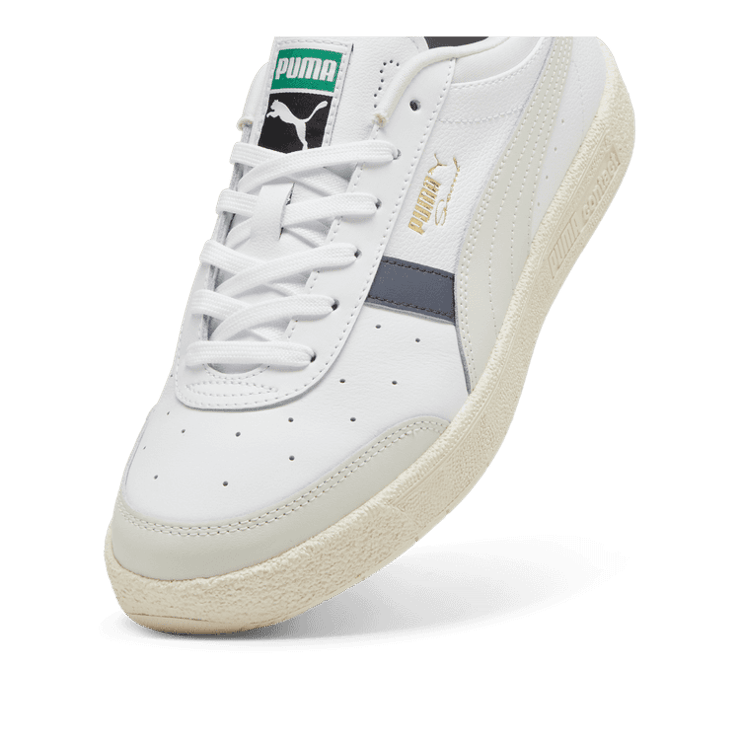 PUMA Seoul Leather Sneakers in White/Galactic Grey Angle 2