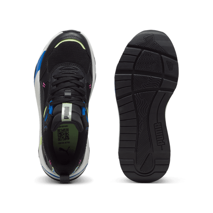 PUMA Trinity Mid 90s Sneakers in Black/Cool Cucumber/Hyperlink Blue (GS) Angle 0