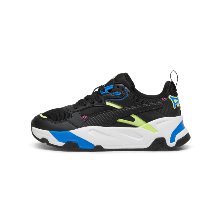 PUMA Trinity Mid 90s Sneakers in Black/Cool Cucumber/Hyperlink Blue (GS) Angle 1