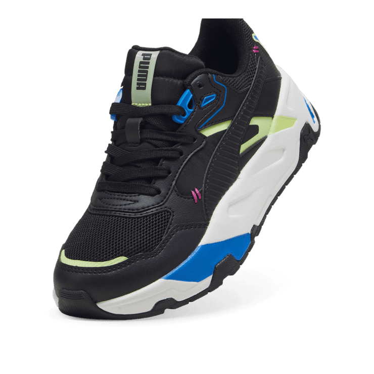 PUMA Trinity Mid 90s Sneakers in Black/Cool Cucumber/Hyperlink Blue (GS) Angle 2