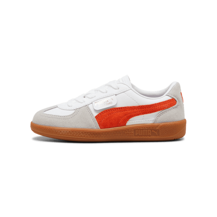 PUMA Palermo Leather Sneakers in White/Redmazing/Gum (PS) Angle 1