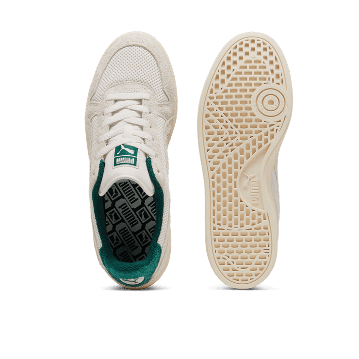 PUMA Indoor Mesh Sneakers in Warm White/Dark Myrtle Angle 0