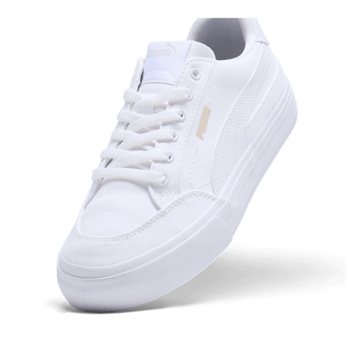 PUMA Court Classic Vulc Womens Sneakers in White/Alpine Snow Angle 2