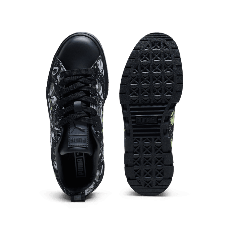 PUMA Mayze Dark Floral Sneakers in Black/Silver/Smokey Grey Angle 0