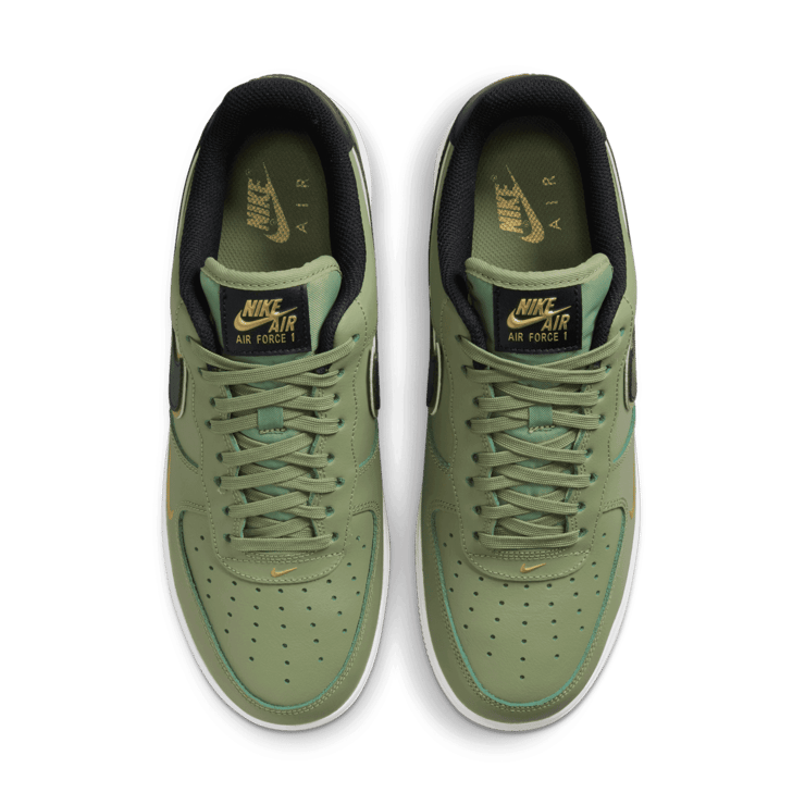 Nike Air Force 1 Low 07 LV8 Double Swoosh Olive Gold Black DA8481 300 Release Info