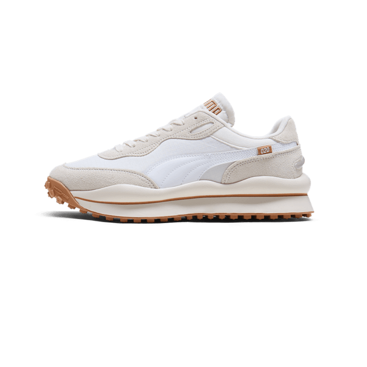 PUMA Style Rider Play On SD Trainers in Frosted Ivory/White Angle 1