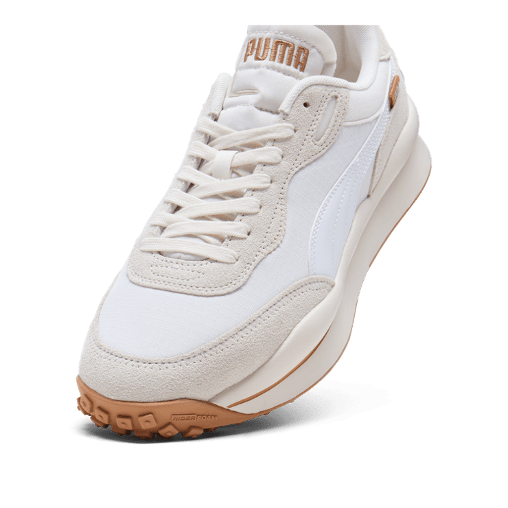 PUMA Style Rider Play On SD Trainers in Frosted Ivory/White Angle 2