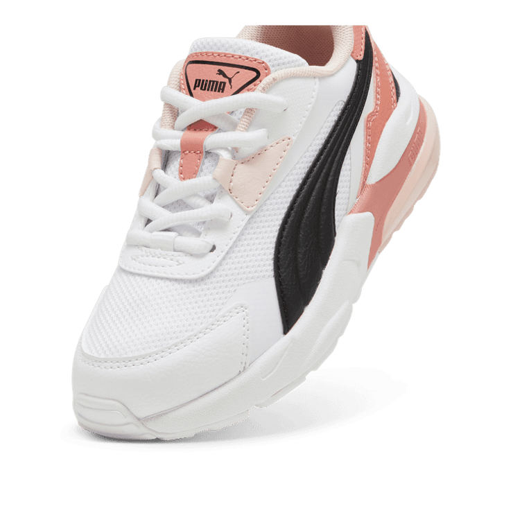 PUMA Vis2k Sneakers in White/Black/Deeva Peach (PS) Angle 2