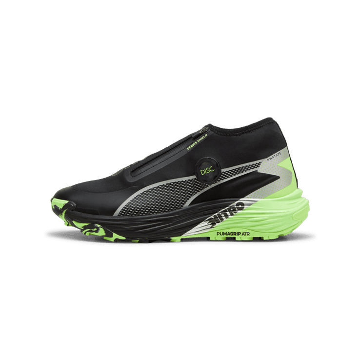 PUMA SEASONS Voyage NITRO⢠3 Disc Trail Running in Black/Silver/Fizzy Apple Angle 1