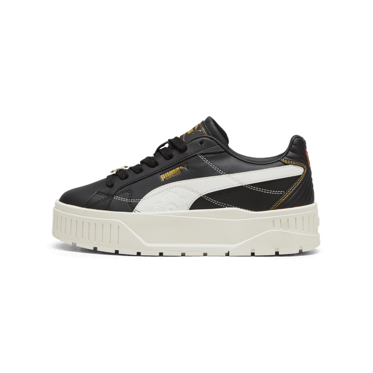 PUMA Karmen II Class Act Sneakers in Black/White/Gold Angle 1