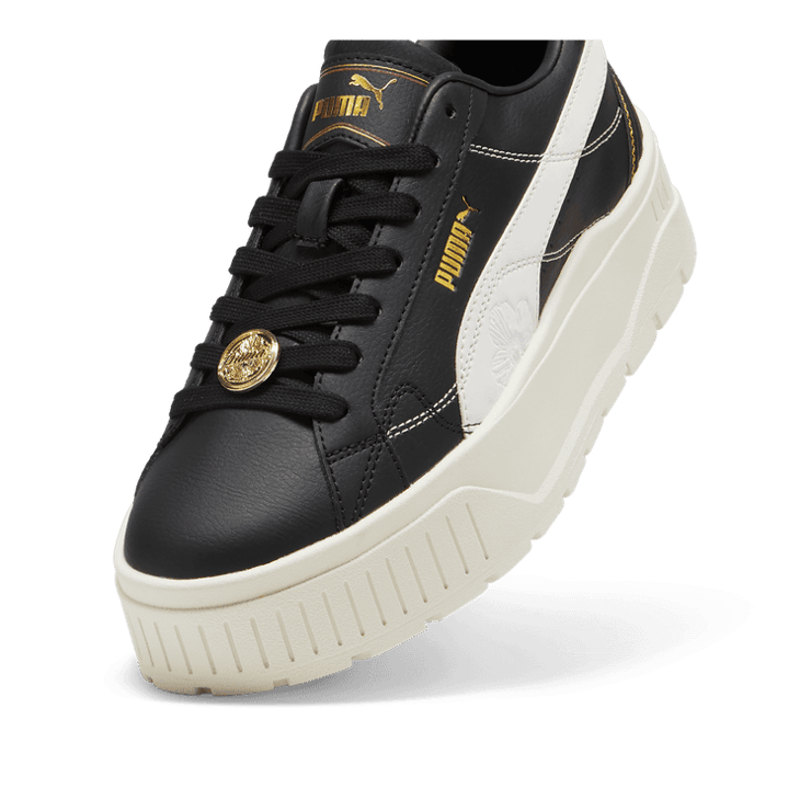 PUMA Karmen II Class Act Sneakers in Black/White/Gold Angle 2