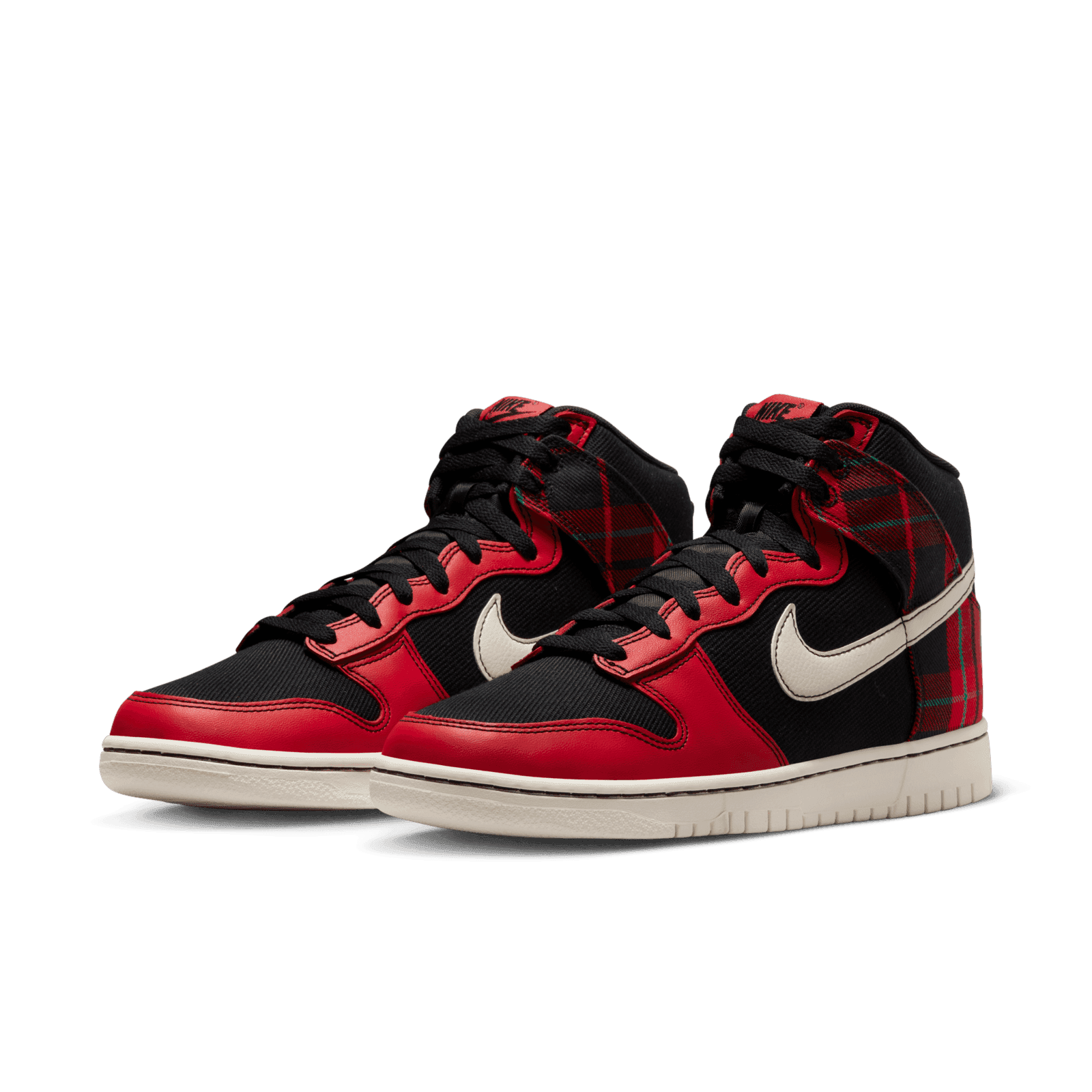 nike dunk high black action red