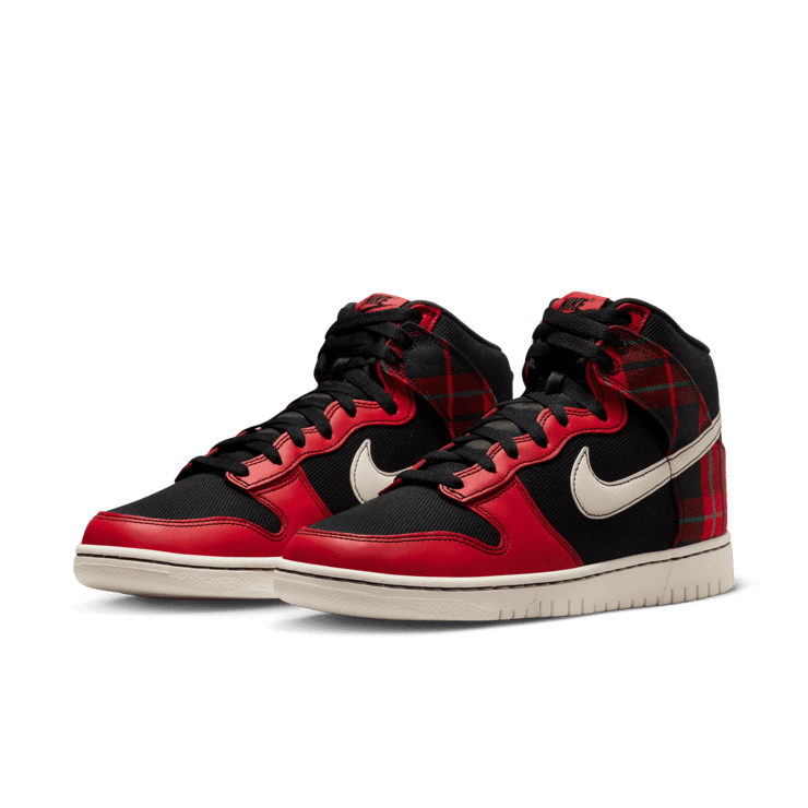 Nike Dunk High Tartan Black Red Plaid Angle 2