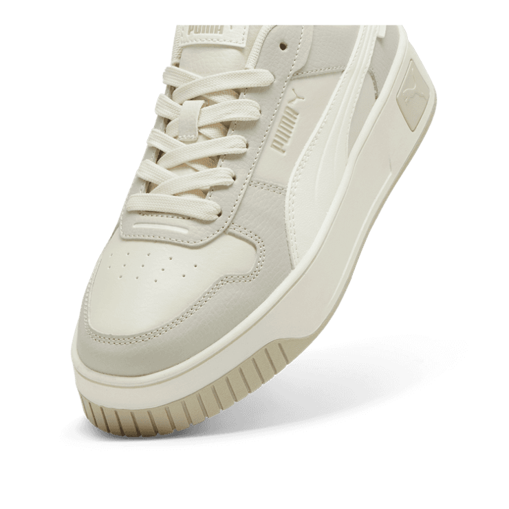 PUMA Carina Street Animal Fever Sneakers in Alpine Snow/Warm White/Desert Dust Angle 2
