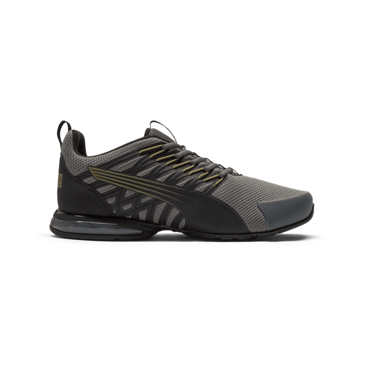 PUMA Voltaic Evo Wide in Cool Dark Grey/Black/Olive Angle 2