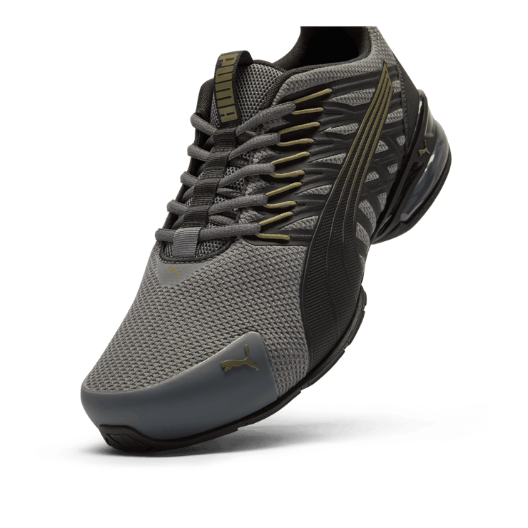 PUMA Voltaic Evo Wide in Cool Dark Grey/Black/Olive Angle 3