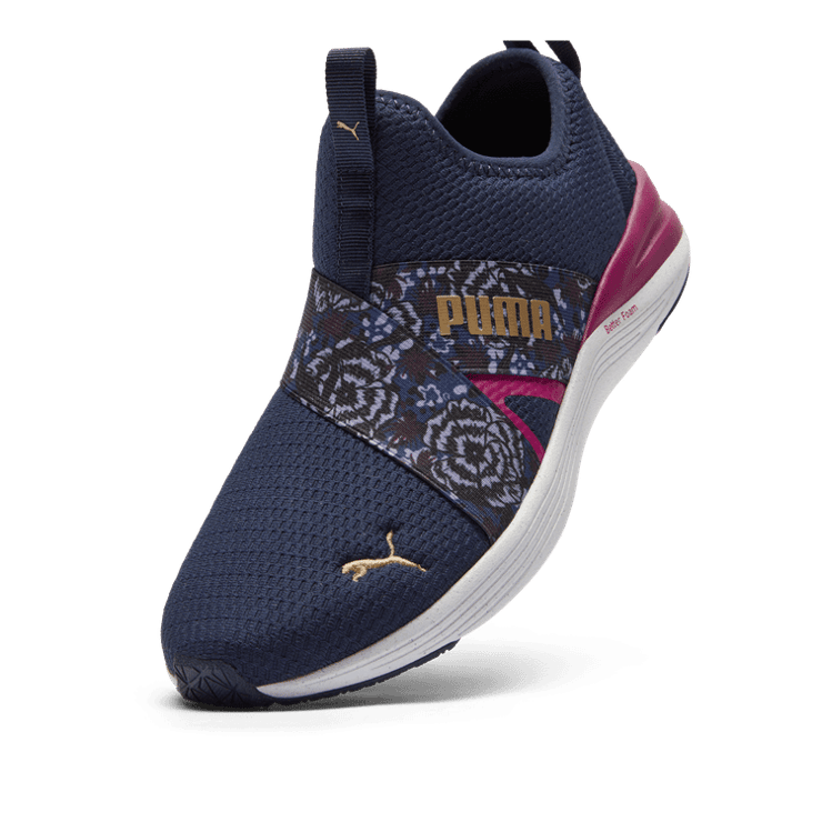 PUMA Better Foam Prowl Winter Bloom Slip-On in Dark Blue Angle 2