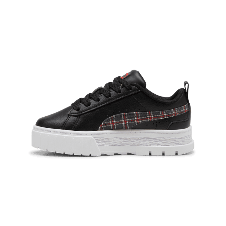 PUMA Mayze Winter Tartan ' Sneakers in Black/For All Time Red (GS) Angle 1