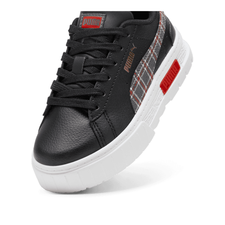 PUMA Mayze Winter Tartan ' Sneakers in Black/For All Time Red (GS) Angle 2