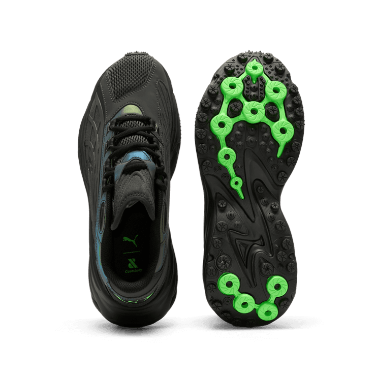 PUMA Spirex Casestudy Sneakers in Flat Dark Grey/Black/Fluro Green Pes Angle 0