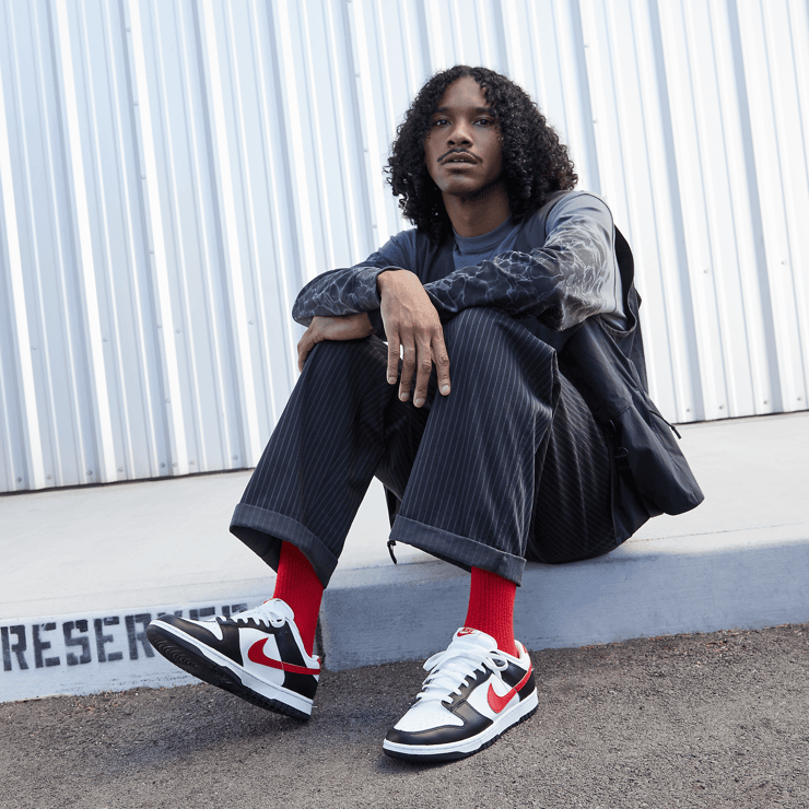 Nike Dunk Low Red Swoosh Panda Angle 0