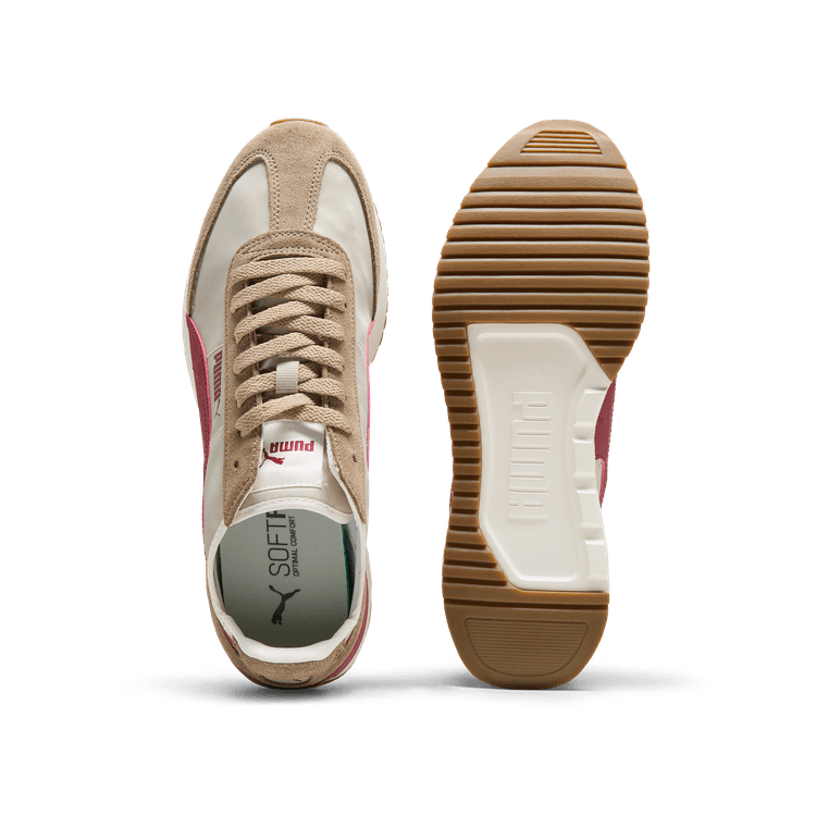PUMA R78 Wind Nylon Sneakers in Desert Dust/Intense Red/Oak Branch Angle 0