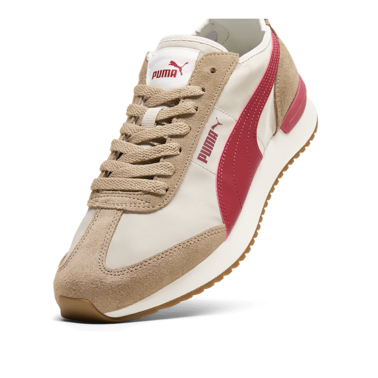 PUMA R78 Wind Nylon Sneakers in Desert Dust/Intense Red/Oak Branch Angle 2