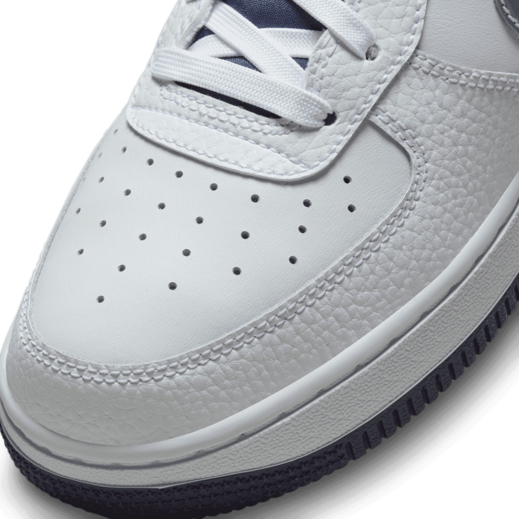 Nike Air Force 1 Low White Silver Navy (GS) Angle 4