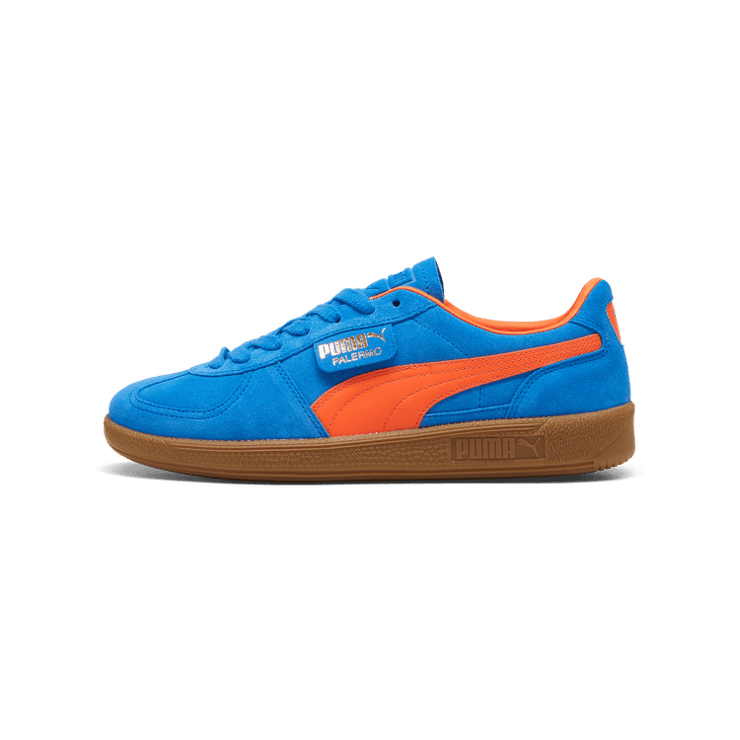 PUMA Palermo Sneakers in Hyperlink Blue/Flame Flicker/Gum Angle 1