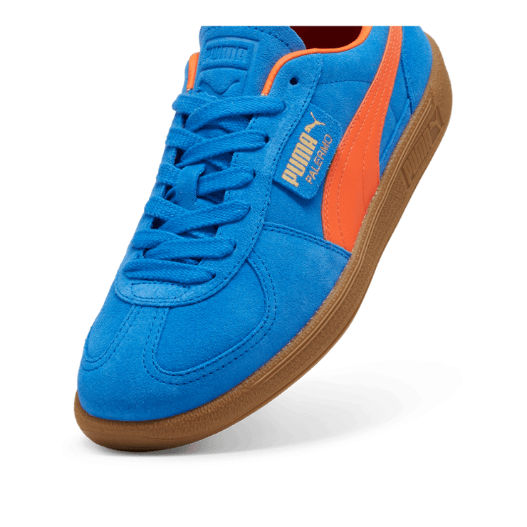 PUMA Palermo Sneakers in Hyperlink Blue/Flame Flicker/Gum Angle 2