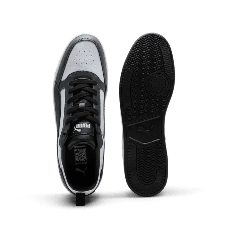 PUMA Dribble Sneakers in White/Black/Shadow Grey Angle 0